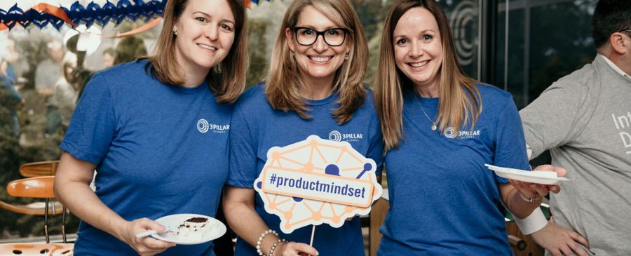 Team members in the Fairfax office celebrate the launch of The Product Mindset with a day of trivia, games, and team building.
